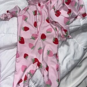Primark Pink Strawberry Kids Swim One Piece